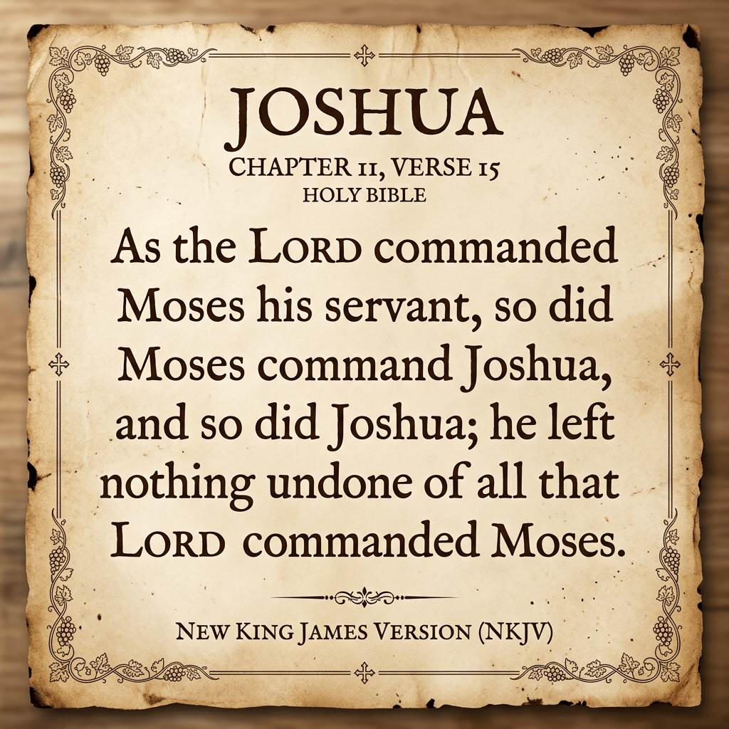 Joshua 11:15 Bible verse about Moses and Joshua obeying the Lord